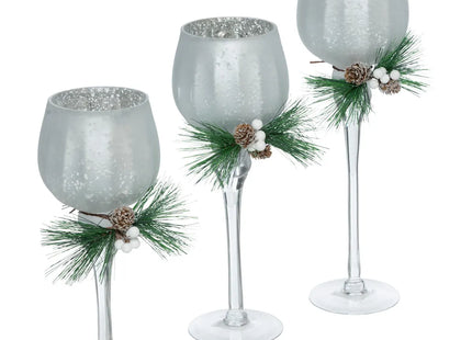 Candeleros de pie "Ramas" x3 A40cm plateado - 199368