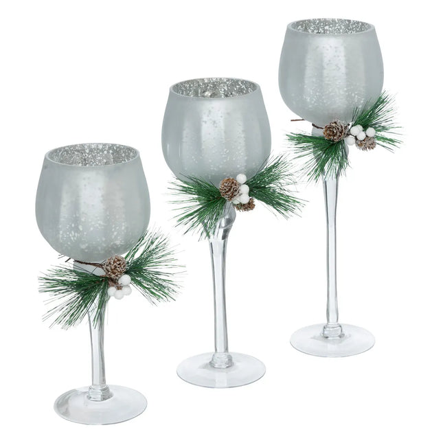 Candeleros de pie "Ramas" x3 A40cm plateado - 199368