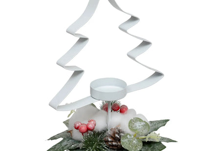 Candeleros "Árbol" de metal blanco 25cm - 199412