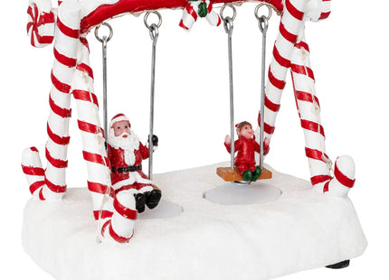Pueblo navideño iluminado columpio "Santa Claus y duende" - 199709