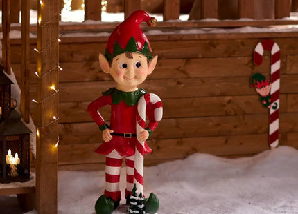 Muñeco Elfo A90cm 5 LED blanco cálido funciona con pilas - 199793