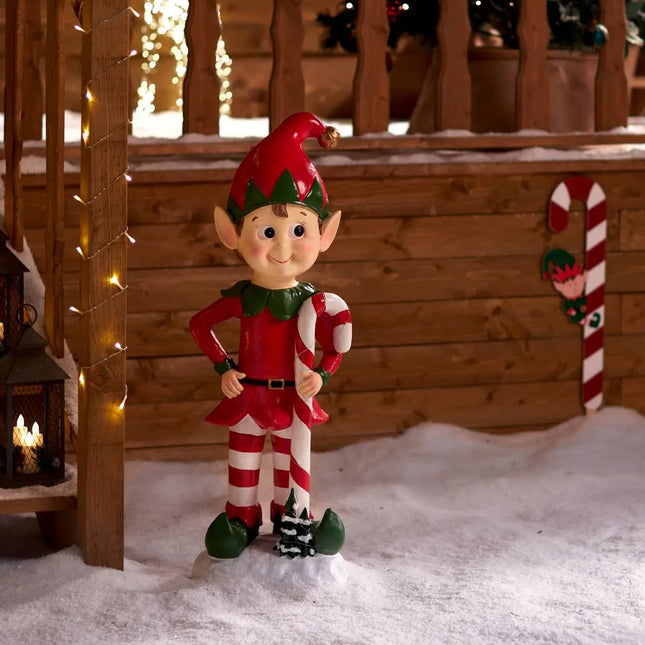 Muñeco Elfo A90cm 5 LED blanco cálido funciona con pilas - 199793