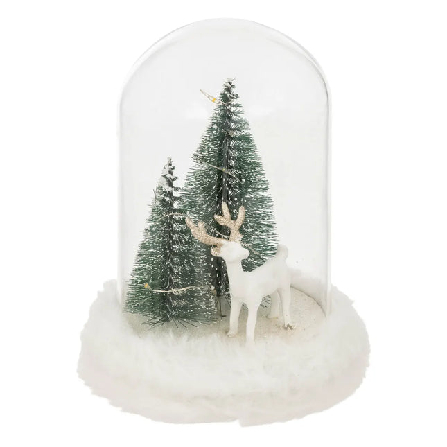 Campana decorativa de cristal con reno A21cm 10 LED blancos - 199865