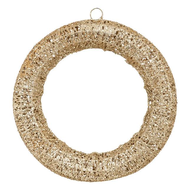 Corona dorada D30cm 15 LED blanco cálido funciona con pilas - 199885