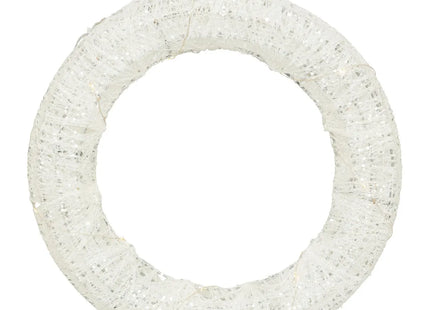 Corona blanca D30cm 15 LED blanco cálido funciona con pilas - 199886