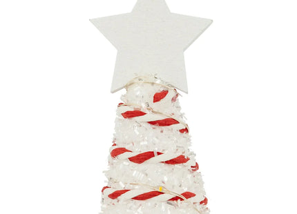 Árbol decorativo rojo A38cm 20 LED blanco cálido con pilas - 199897