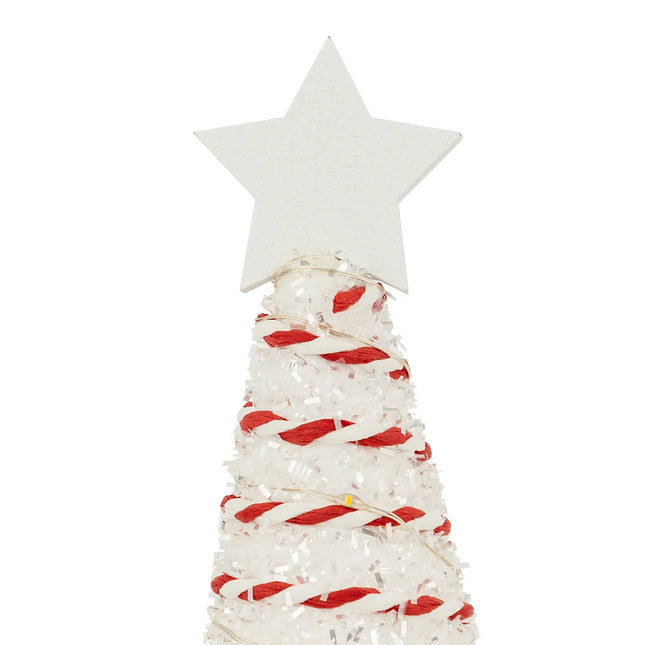 Árbol decorativo rojo A38cm 20 LED blanco cálido con pilas - 199897