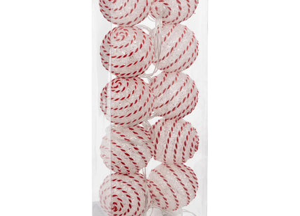 Guirnalda con bolas blancas y rojas 10 LEDs 165cm - 199906