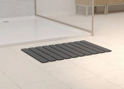 Alfombrilla de baño de diatomita gris con listones, 59x39 cm - 200178