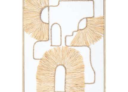 Deco pared  "Inaya" de rafia blanco 50x70cm - 200271