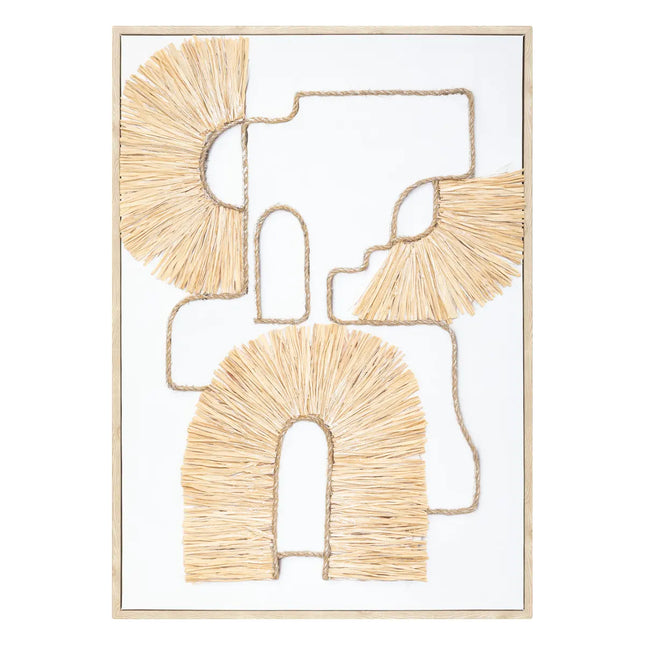 Deco pared  "Inaya" de rafia blanco 50x70cm - 200271