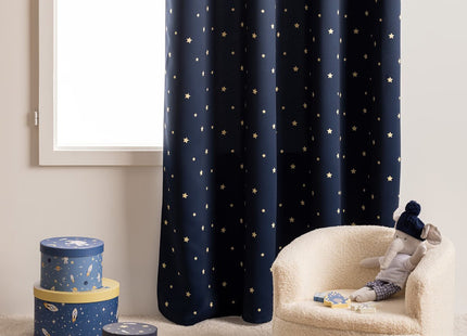 Cortina infantil opaca "Espace" Azul oscuro 135x260cm - 200424