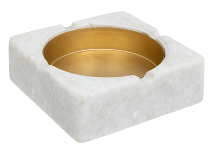 Cenicero de metal mármol 15x15cm blanco - 200802