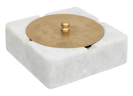 Cenicero de metal mármol 15x15cm blanco - 200802