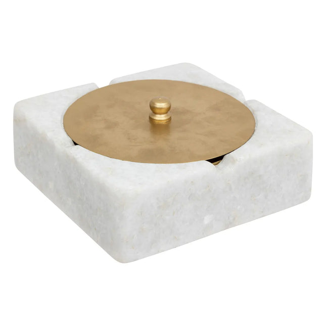 Cenicero de metal mármol 15x15cm blanco - 200802