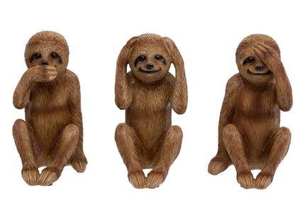 Juego de 3 figuras de perezosos "Exotic Panama" de resina marrón A18cm - 200835