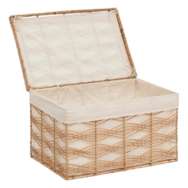 Baúl "Rosy" M de ratán y algodón - 200892