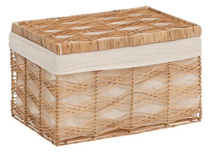 Baúl "Rosy" M de ratán y algodón - 200892