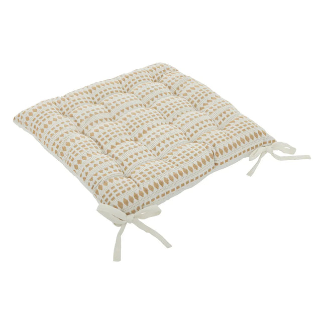 Almohada de silla "Micah" de algodón reciclado beige y lino 38x38cm - 201976A