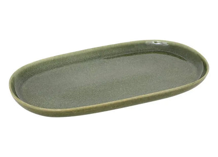 Plato "Tierra Desconocida"  de cerámica verde caqui 30x18cm - 202121E