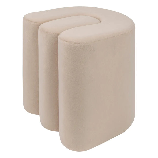 Puf "Bolan" de terciopelo beige 40x40cm - 202267A
