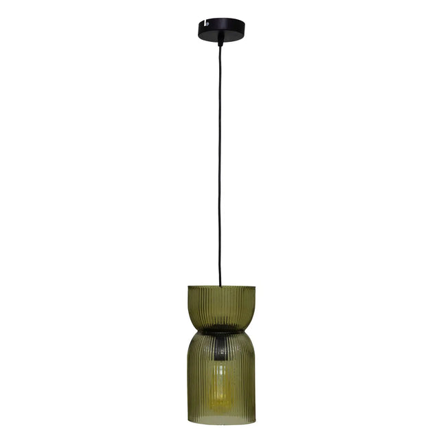 Lámpara suspendida de vidrio verde "Ancel" D14cm - 202686
