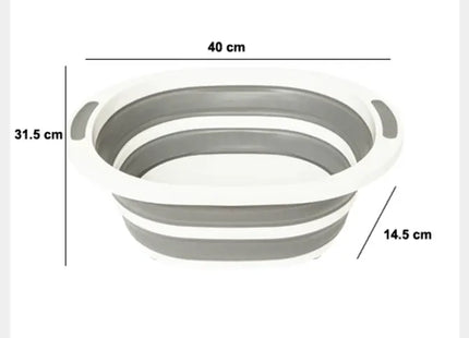 Balde plegable de 8 litros con tapón de desagüe gris y blanco - 202697
