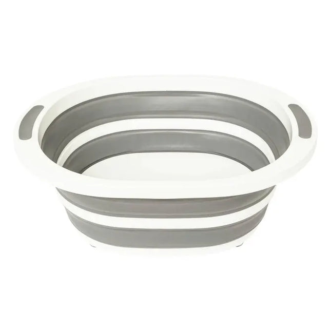 Balde plegable de 8 litros con tapón de desagüe gris y blanco - 202697