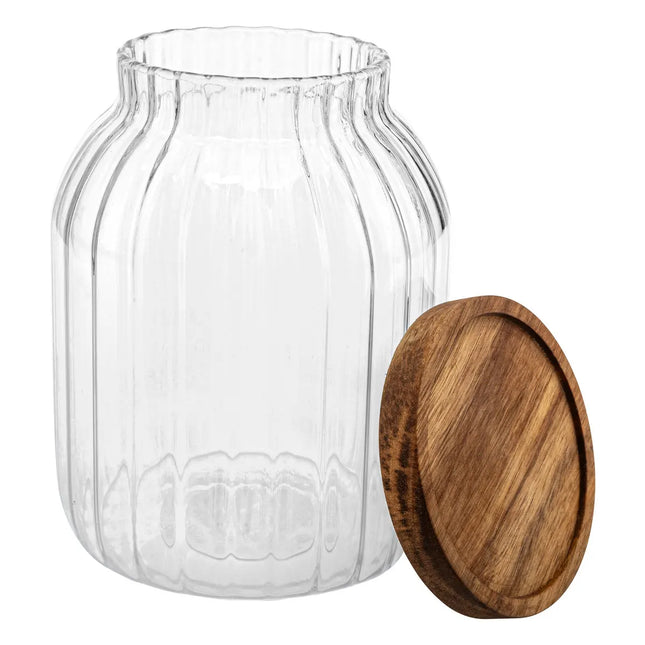 Pote “Harmony” 2L en vidrio y acacia - 203017
