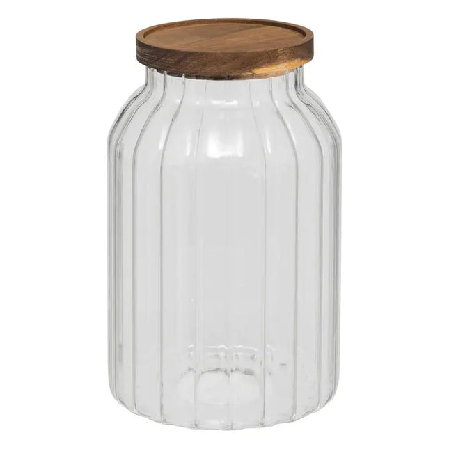 Pote "Harmony" de 3 litros en vidrio y madera de acacia - 203018