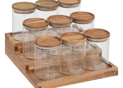 Condimentero "Harmony" con juego de 9 potes de acacia - 203024