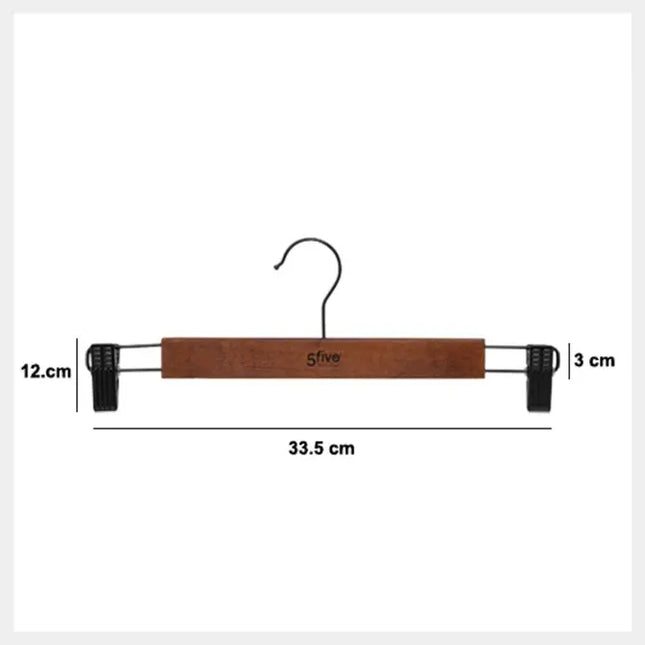 Juego de 2 perchas con pinzas de madera oscura - 203121