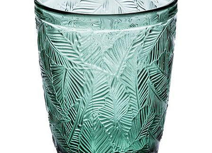 Vaso bajo "Hojas" de vidrio verde 300ml - 203364