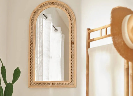 Espejo de arco "Anahi" en ratán marrón 87x47cm - 203510