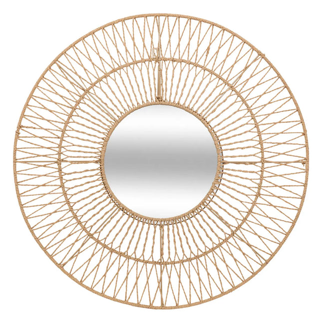 Espejo de cuerda beige "Millie" D75cm  - 203599
