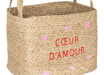 Cesta infantil "Neree" con estampado de corazones L33cm - 203703