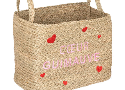 Cesta infantil "Neree" con estampado de corazones L38cm - 203703