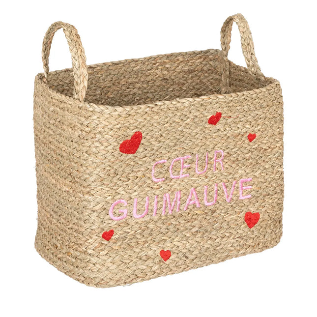 Cesta infantil "Neree" con estampado de corazones L38cm - 203703