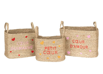 Cesta infantil "Neree" con estampado de corazones L33cm - 203703