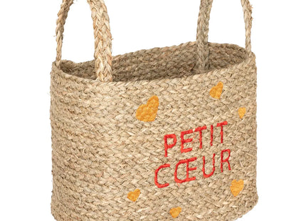 Cesta infantil "Neree" con estampado de corazones L28cm - 203703