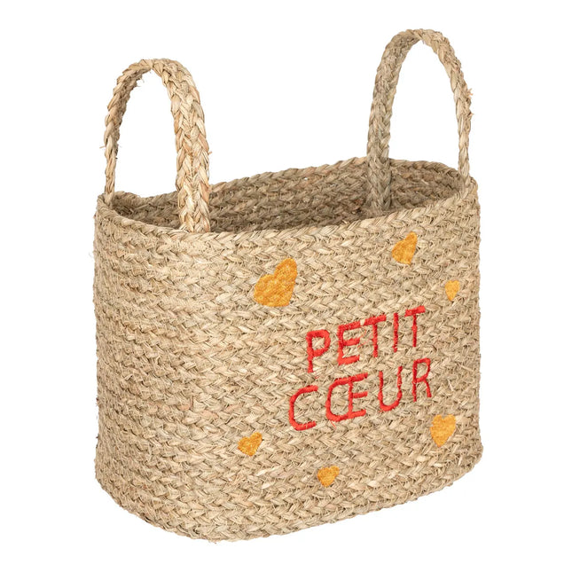 Cesta infantil "Neree" con estampado de corazones L28cm - 203703