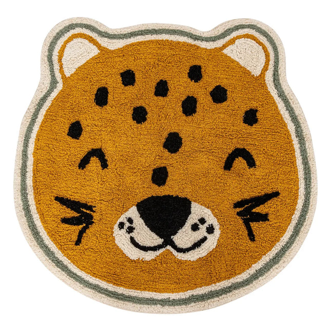 Alfombra infantil "Kori" con estampado de leopardo, color amarillo ocre, D90 cm - 203722
