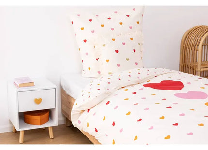 Almohada infantil "Aina" color beige con temática de amor, 40x40cm - 203765