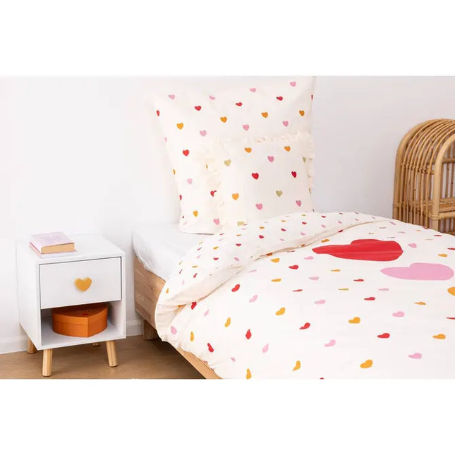 Almohada infantil "Aina" color beige con temática de amor, 40x40cm - 203765