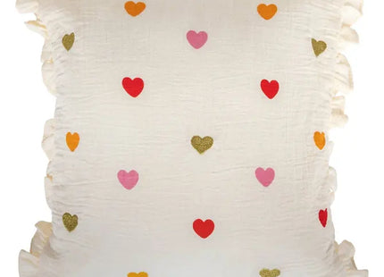 Almohada infantil "Aina" color beige con temática de amor, 40x40cm - 203765