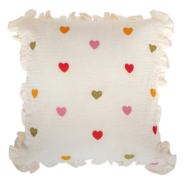 Almohada infantil "Aina" color beige con temática de amor, 40x40cm - 203765