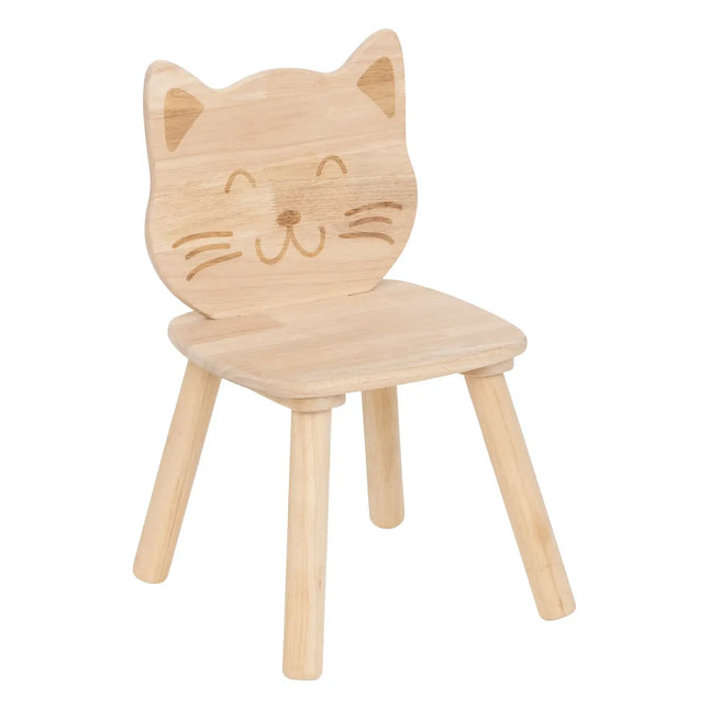 Silla infantil "Pia" de madera de caucho con forma de gato - 203788