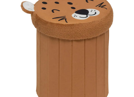 Puf infantil plegable "Anoki" con estampado de leopardo naranja 30x36cm - 203890B