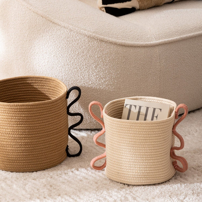 Cesta "Wavy bliss" redonda beige M 30cm - 203920