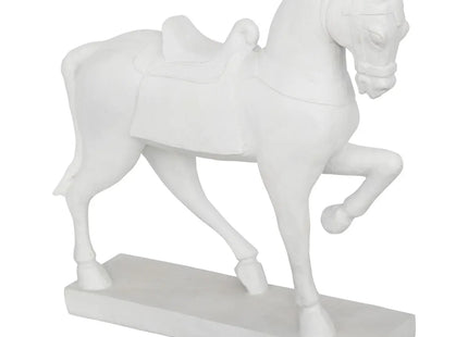Estatua de caballo de "Little cottage" resina blanca A35cm - 203937